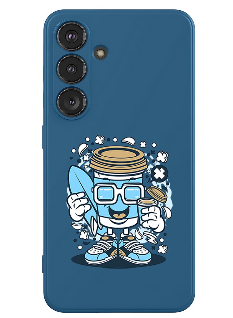 Theodor Protective Slim Fit Case Liquid Silicone Cover with Full Body Protection Anti-Scratch Shockproof Case For Samsung Galaxy S25 Plus (Blue) - Coffee can - Image 1