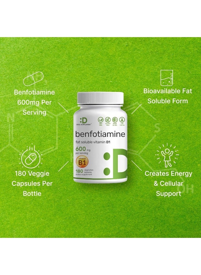 DEAL SUPPLEMENT Benfotiamine 600Mg Per Serving, 180 Veggie Capsules (300Mg Per Cap) – Fat Soluble Vitamin B1 Thiamine Supplement – 3Rd Party Tested, Vegan, Non-Gmo, Gluten Free  - Image 4