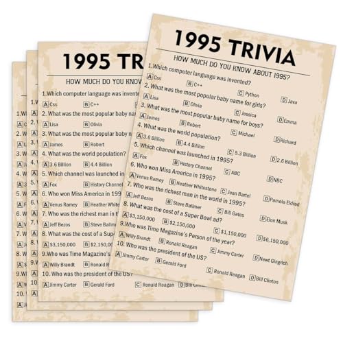 QUPT 30th Birthday Party Games, 1995 Trivia Games, Birthday Party Supplies for Adults, Fun 1995s Party Game，Pack of 30 Cards - Image 1