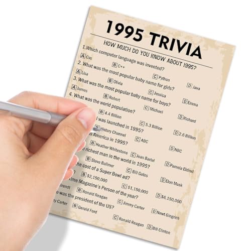 QUPT 30th Birthday Party Games, 1995 Trivia Games, Birthday Party Supplies for Adults, Fun 1995s Party Game，Pack of 30 Cards - Image 4