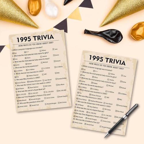 QUPT 30th Birthday Party Games, 1995 Trivia Games, Birthday Party Supplies for Adults, Fun 1995s Party Game，Pack of 30 Cards - Image 5