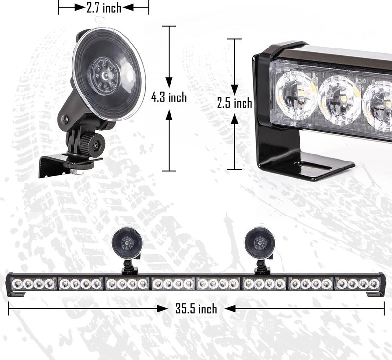 LE-JX White/Green Emergency Strobe Light Bar 36 in 13 Flash Patterns Traffic Advisor Warning Hazard Lights - Image 5
