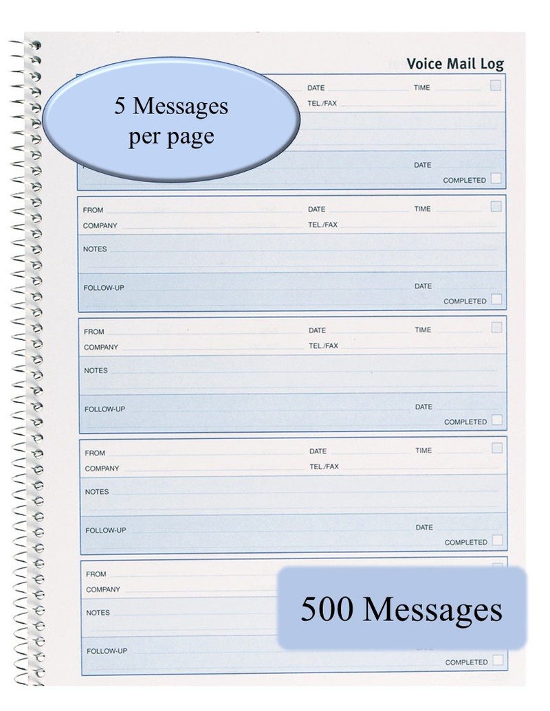 Rediform Follow-Up Voice Mail Log, Flexible Cover, Spiral Binding, 10.625" x 8", 500 Messages (51114) - Image 3