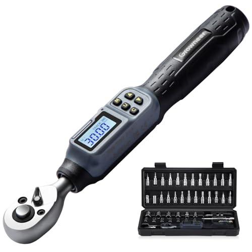 GROWNEER Digital Torque Wrench, 1.1-22.1 Ft-lbs/1.5-30 Nm, 1/4'' Drive Inch Pound Torque Wrench with Buzzer & LED Indicator, Electronic Wrench Set with Bits & Sockets for Gunsmithing Bike Motorcycle - Image 1