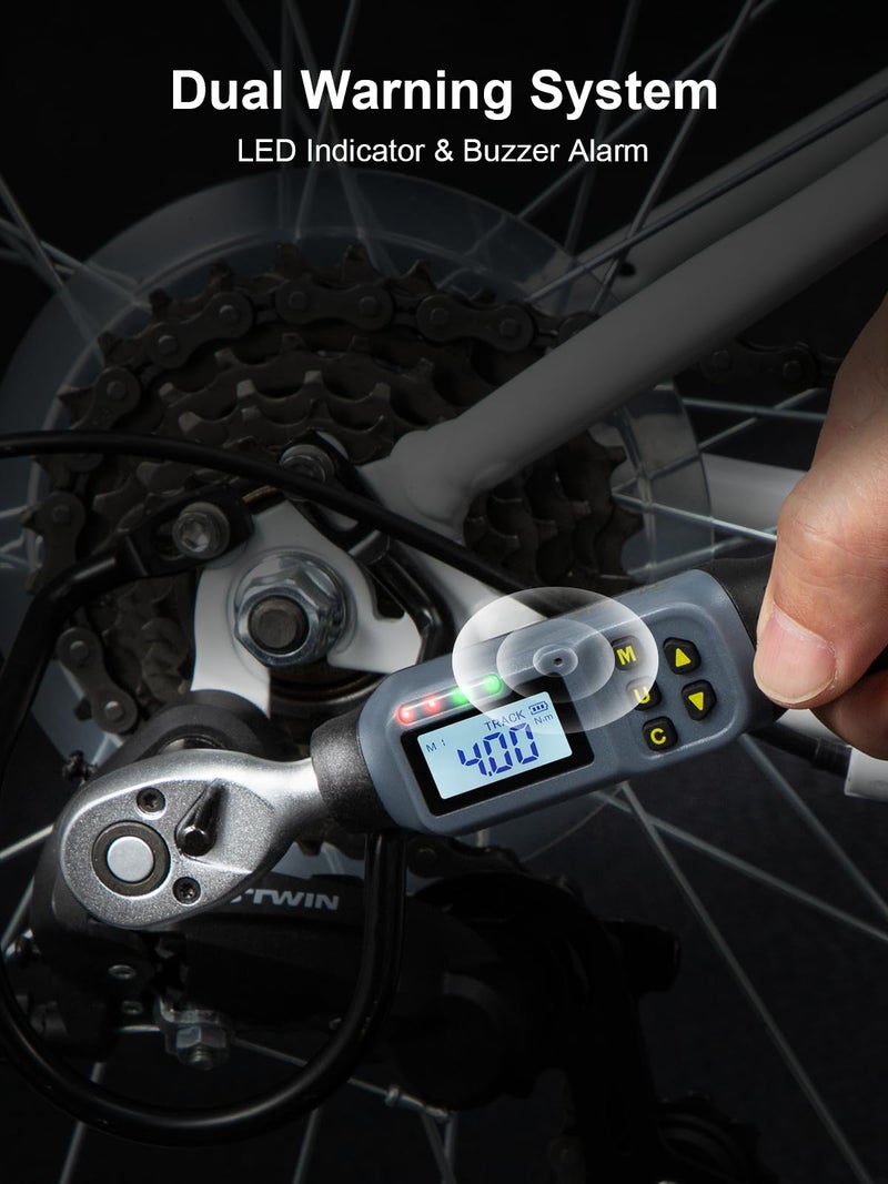 GROWNEER Digital Torque Wrench, 1.1-22.1 Ft-lbs/1.5-30 Nm, 1/4'' Drive Inch Pound Torque Wrench with Buzzer & LED Indicator, Electronic Wrench Set with Bits & Sockets for Gunsmithing Bike Motorcycle - Image 5