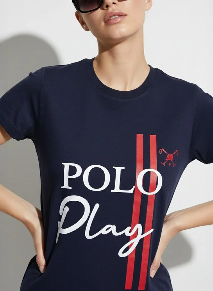 Polo Play Girls Graphic T-shirt -NAVY