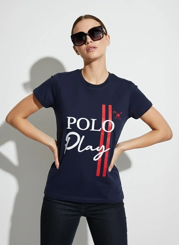 Polo Play Girls Graphic T-shirt -NAVY