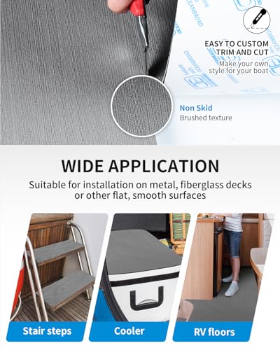 OCEANBROAD Brushed Boat Flooring 48''x16'' Self-Adhesive EVA Foam Sheet Non-Slip Traction Pad for Boats Surfboard SUP Paddle Board Kayak Yacht, Gray - Image 5