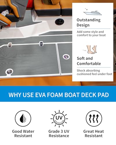 OCEANBROAD Brushed Boat Flooring 48''x16'' Self-Adhesive EVA Foam Sheet Non-Slip Traction Pad for Boats Surfboard SUP Paddle Board Kayak Yacht, Gray - Image 4