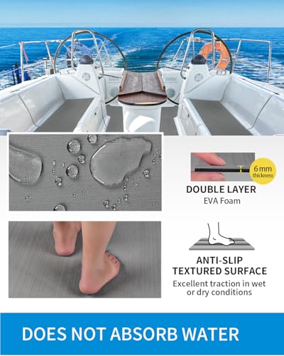 OCEANBROAD Brushed Boat Flooring 48''x16'' Self-Adhesive EVA Foam Sheet Non-Slip Traction Pad for Boats Surfboard SUP Paddle Board Kayak Yacht, Gray - Image 3