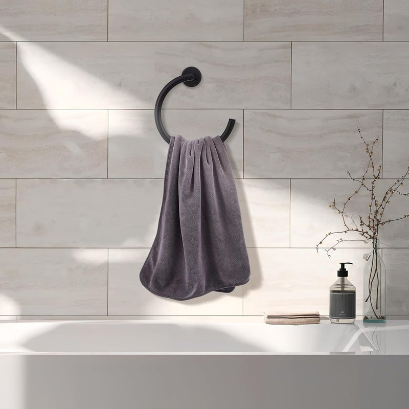 Stainless Steel Towel Ring Bathroom Wall Towel Organizer Black Semi-Circle for Bathroom Storage - Image 4