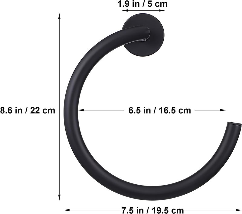 Stainless Steel Towel Ring Bathroom Wall Towel Organizer Black Semi-Circle for Bathroom Storage - Image 2
