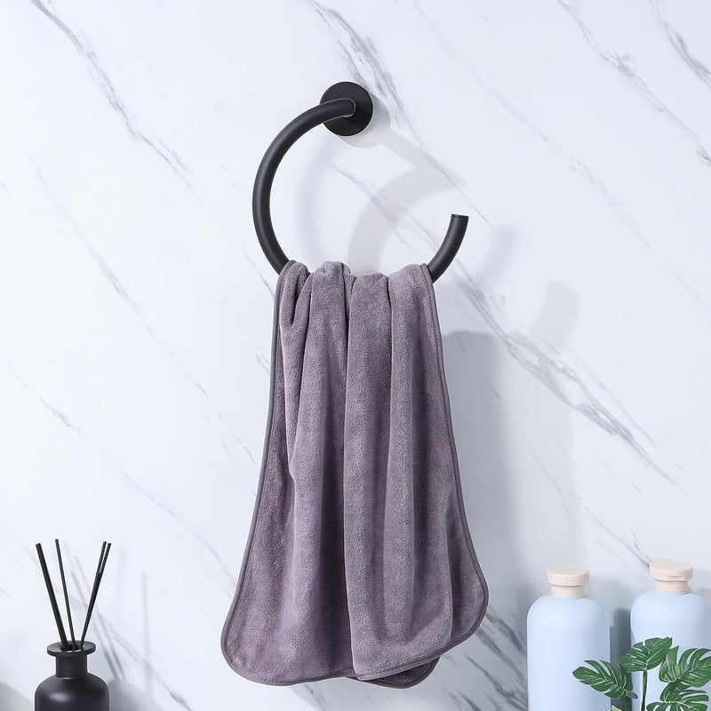 Stainless Steel Towel Ring Bathroom Wall Towel Organizer Black Semi-Circle for Bathroom Storage - Image 5