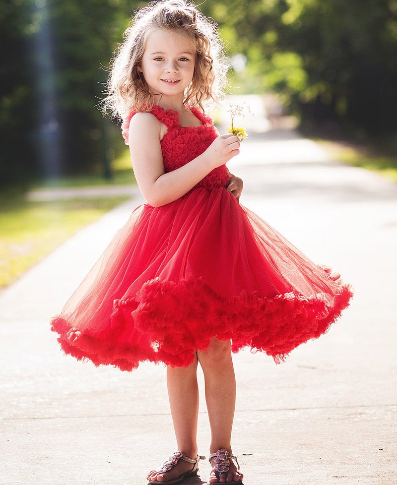 RuffleButts Bright Red Princess Petti Dress - 12-24m - Image 2