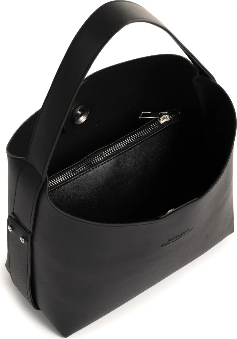 نوثينج Women's Leather Snap Makeup Bag 3-Stage Design Adjustable Strap Hand, Shoulder and Crossbody Bag