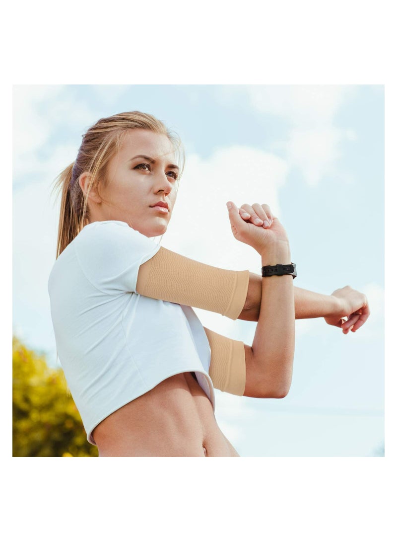 Slimming Arm Sleeves, 4 Pairs Arm Elastic Compression Arm Shapers Sport Arm Shapers for Women Girls, Pain Relieving Arm Compression Sleeve, All Day Relief Against Arthritis Tendonitis and Tennis Elbow - Image 5