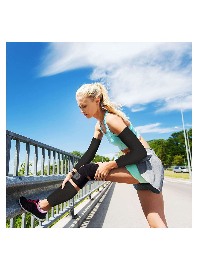 Slimming Arm Sleeves, 4 Pairs Arm Elastic Compression Arm Shapers Sport Arm Shapers for Women Girls, Pain Relieving Arm Compression Sleeve, All Day Relief Against Arthritis Tendonitis and Tennis Elbow - Image 4