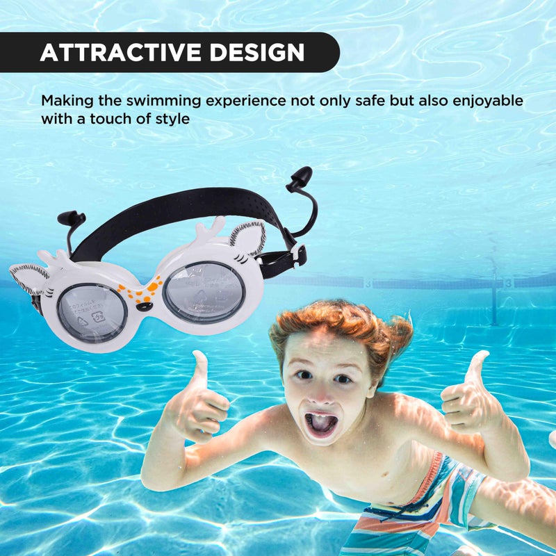 Endless EL1003 Children Swimming Goggle with Anti-Fog and UV Protection | White | Attached Ear Buds and Adjustable Strap | Soft Silicone Gasket for Leak Proof | Hard Case - Image 5
