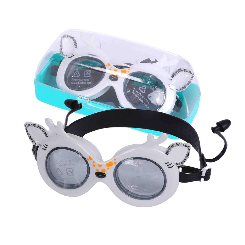 Endless EL1003 Children Swimming Goggle with Anti-Fog and UV Protection | White | Attached Ear Buds and Adjustable Strap | Soft Silicone Gasket for Leak Proof | Hard Case - Image 1
