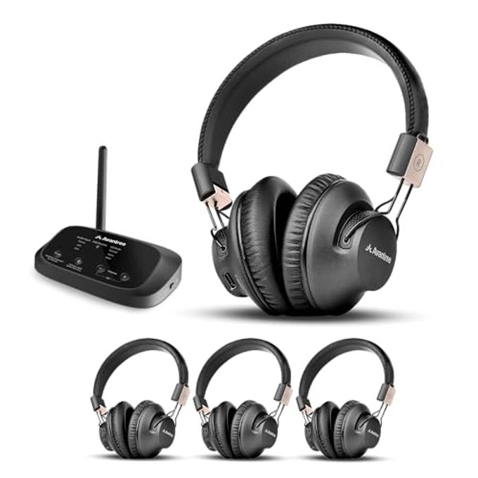 Avantree Quartet 2 Wireless Group Listening Headphones & Transmitter For Tv, Church, Classroom, Silent Discos, Plug & Play, 2.4Ghz Expandable Multi-Headphone System With Low Latency & Clear Voice - Image 1