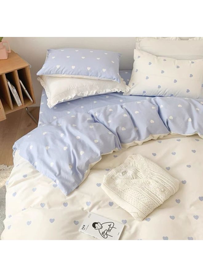 Nanjiren Four-piece Set Washed Cotton Quilt Cover Student Dormitory Bed Single Quilt Three-piece Set Bedding Quilt Cover-Color:Small Mood-Specifications:1.5 M Four-piece Set [quilt Cover 1.5x 2 M]] - Image 1