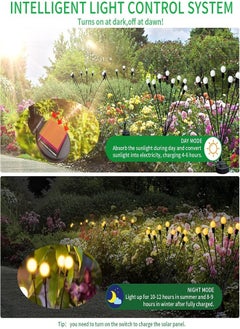 YOMNA Solar Garden Lights 8 LED Firefly Lights Solar Outdoor Waterproof Solar Powered Outdoor Lights Decorative for Garden Swaying Solar Garden Lights Decorative for Pathway Patio Yard（2pack)  - Image 5