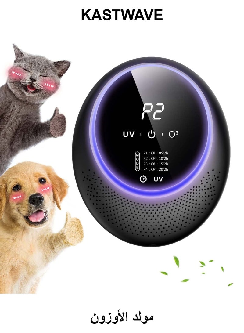كاست ويف مزيل روائح الحيوانات الأليفة الذكي، جهاز إزالة الروائح بالأوزون، مولد أوزون محمول ببطارية 10000 مللي أمبير/ساعة، مزيل روائح للمنزل، مزيل روائح الغرف للحيوانات الأليفة، الخزانة، المرحاض - Image 1