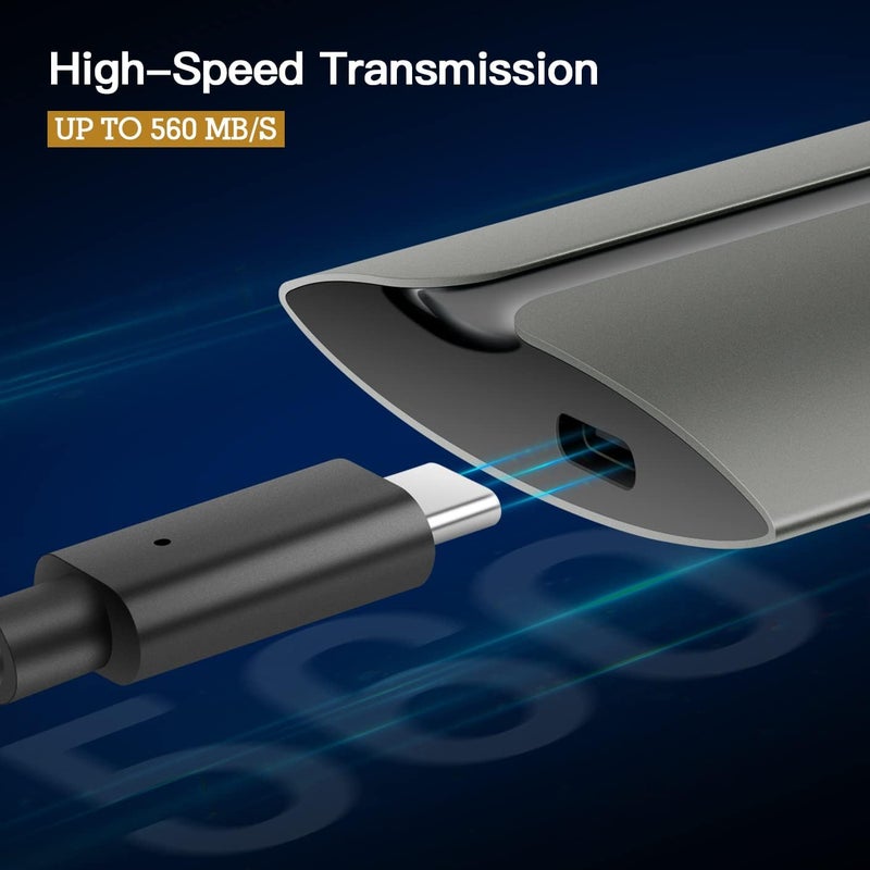 HIKSEMI Portable External SSD 512 GB, Up to 560MB/s Read Speeds, USB 3.1/Type C, Ultra Slim External SSD for Android, Mac, PC, Latop, Tablet (Grey) – T300S - Image 2