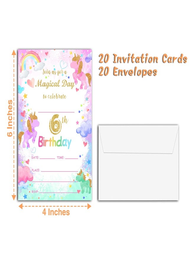 YQV 6th Birthday Party Invitations, 20-Count Magical Day Birthday Party Invites With Envelopes-HBYQK-B11 - Image 4