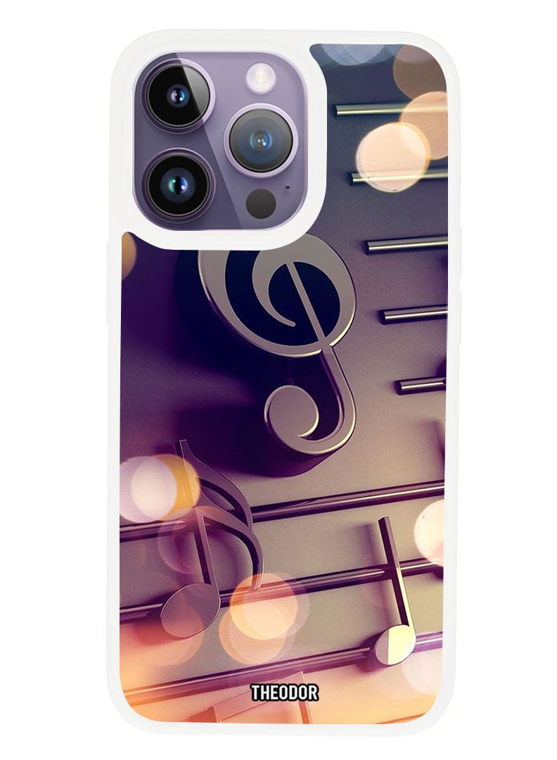 Theodor Protective Case Anti Scratch Shock Proof Cover For APPLE IPHONE 14 PRO Music Nodes (White Bumper) - Image 1