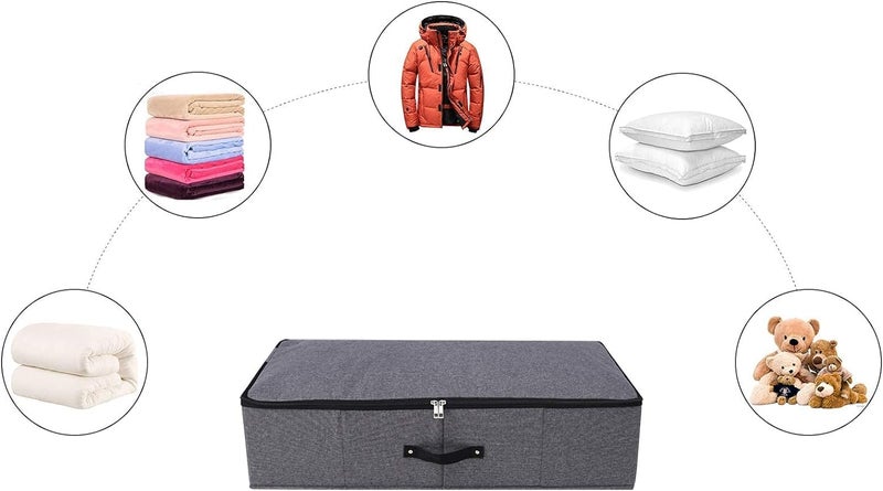 Omygarden Foldable Under Bed Storage Box with Plastic Support Liner, Handles, Zipper lid, Blankets Clothes Comforters Storage Bin Organizer for Bedroom and Closet, 74.5×38×18cm, Black Grey， 2PCS - Image 4
