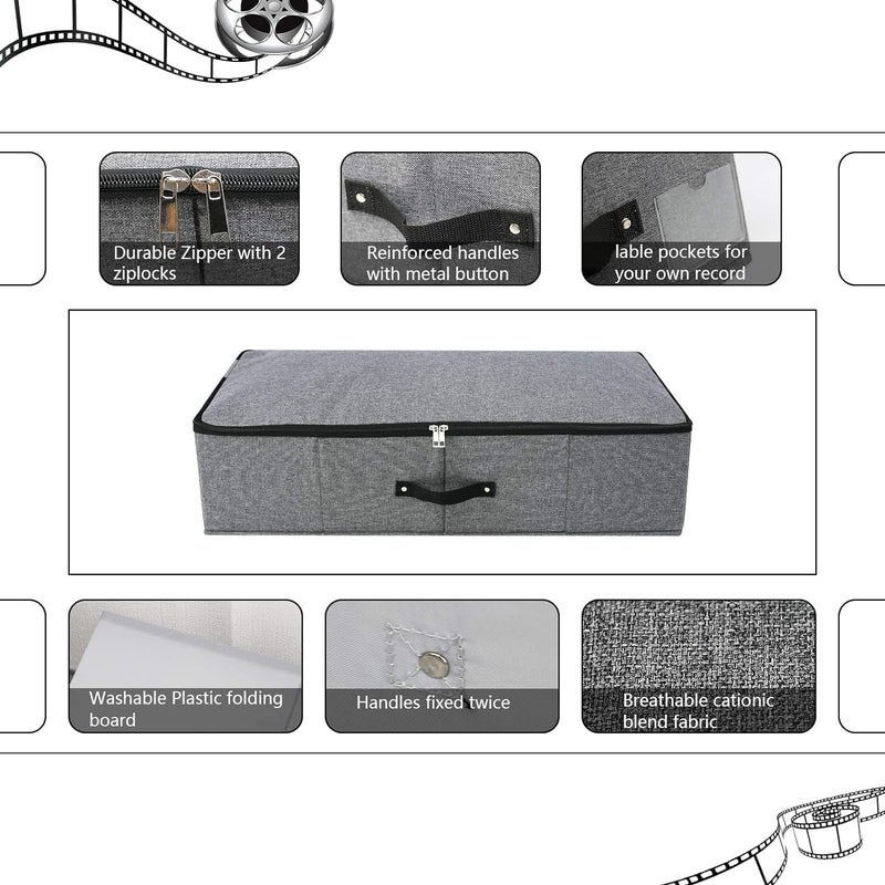 Omygarden Foldable Under Bed Storage Box with Plastic Support Liner, Handles, Zipper lid, Blankets Clothes Comforters Storage Bin Organizer for Bedroom and Closet, 74.5×38×18cm, Black Grey， 2PCS - Image 5