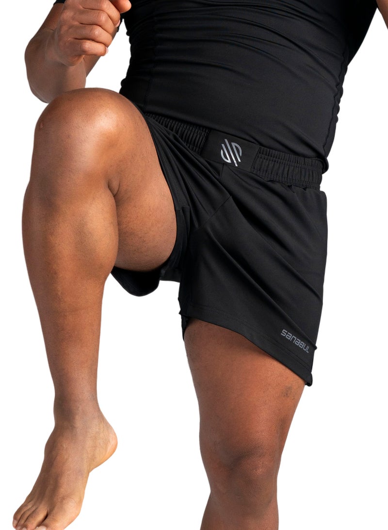 Sanabul Model Zero 5 Fight MMA Shorts – Men, Medium, Black/Charcoal, Boxing, Grappling, Muay Thai & Jiu Jitsu - Image 3