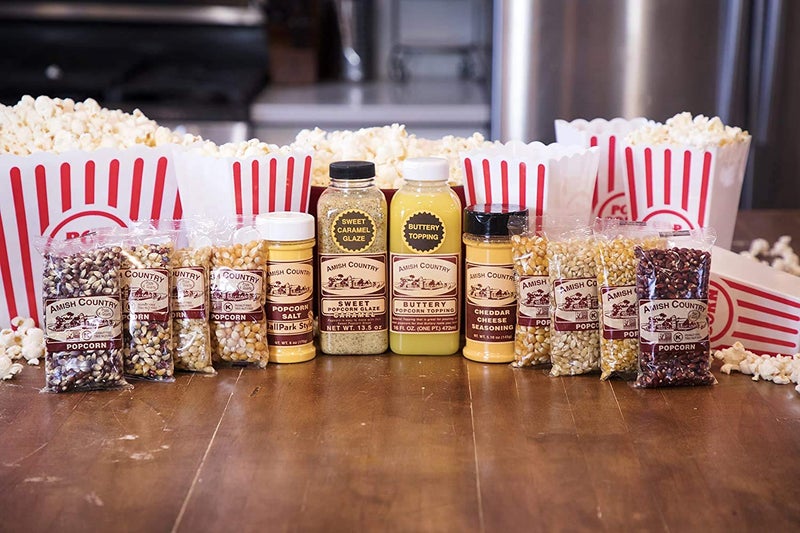 Amish Country Popcorn | 8-4 Ounce Variety Gift Set with Buttery Topping, Sweet Caramel Glaze, Ballpark Salt & Cheddar Cheese Seasoning | Old Fashioned, Non-GMO and Gluten Free - Image 3