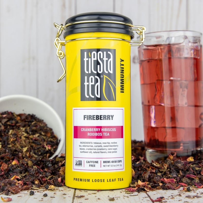 Tiesta Tea - Cranberry Hibiscus Rooibos Tea, Fireberry | Loose Leaf | Herbal Blend with Hibiscus, Cranberry, Currants, Rooibos | Brew Hot or Iced | 50 Cups in Resealable Pouch | 5 Ounce - Image 2