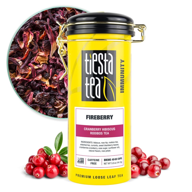 Tiesta Tea - Cranberry Hibiscus Rooibos Tea, Fireberry | Loose Leaf | Herbal Blend with Hibiscus, Cranberry, Currants, Rooibos | Brew Hot or Iced | 50 Cups in Resealable Pouch | 5 Ounce - Image 1