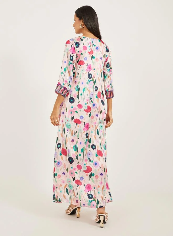 Maxim Creation Maxim Creation Printed Stain Embroidered A-Line Kaftan