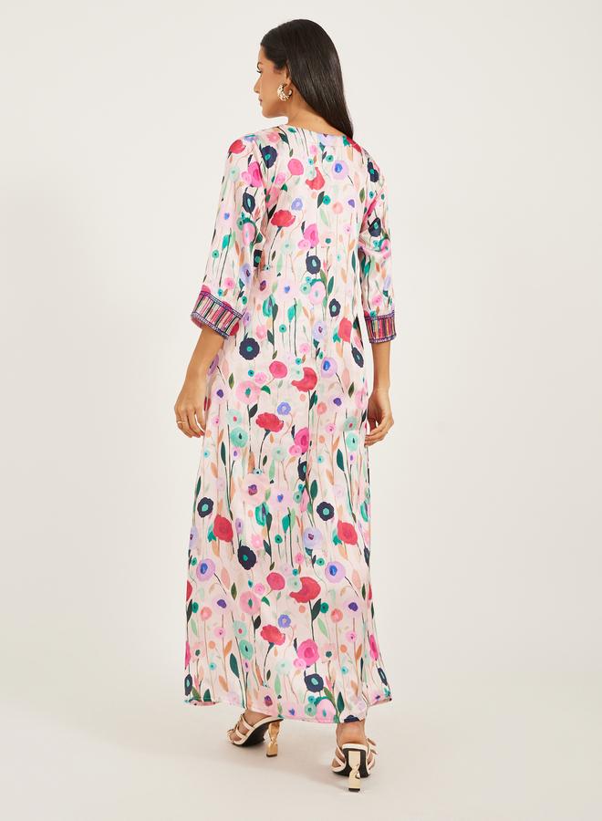 Maxim Creation Printed Stain Embroidered A-Line Kaftan - Image 5