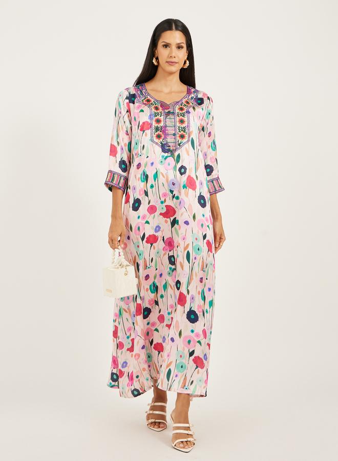 Maxim Creation Printed Stain Embroidered A-Line Kaftan - Image 1