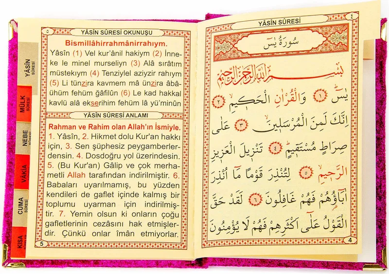 ايهفان Brotherhood 20 Pieces Velvet Covered Book of Yasin - With the Words of Allah - Bag Size - Fuchsia - 1112