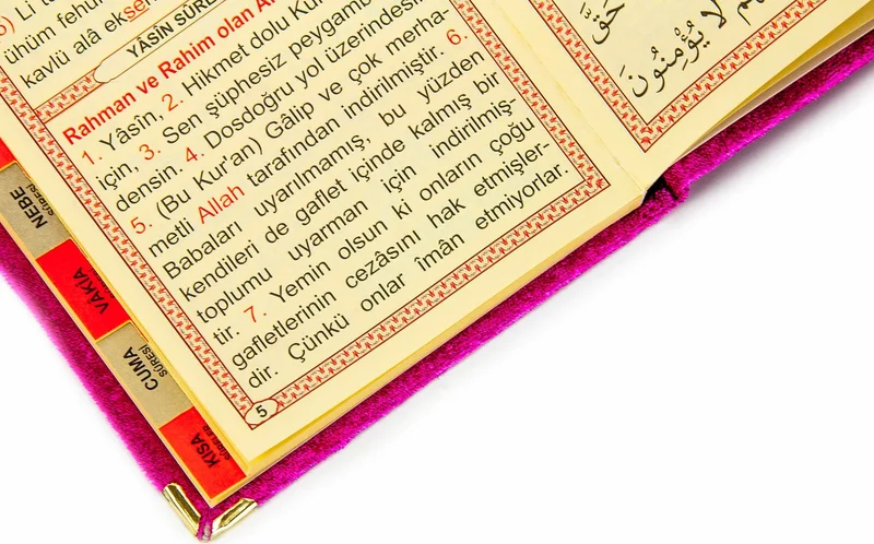 ايهفان Brotherhood 20 Pieces Velvet Covered Book of Yasin - With the Words of Allah - Bag Size - Fuchsia - 1112