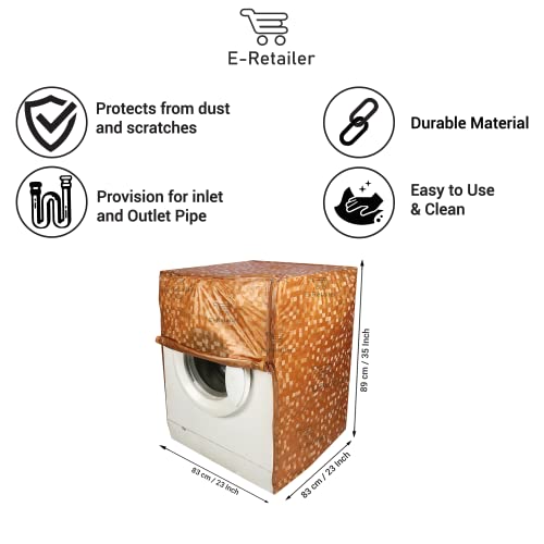 E-Retailer® Waterproof PVC Front Load Washing Machine Cover With Zip Enclosure Suitable For 5kg to 8kg (Color-Orange, Size-23x23x35) - Image 3