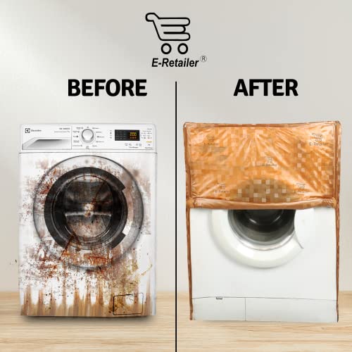 E-Retailer® Waterproof PVC Front Load Washing Machine Cover With Zip Enclosure Suitable For 5kg to 8kg (Color-Orange, Size-23x23x35) - Image 4