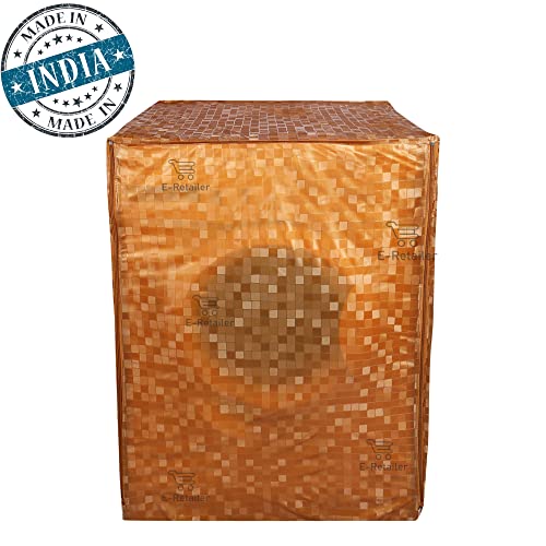 E-Retailer® Waterproof PVC Front Load Washing Machine Cover With Zip Enclosure Suitable For 5kg to 8kg (Color-Orange, Size-23x23x35) - Image 5