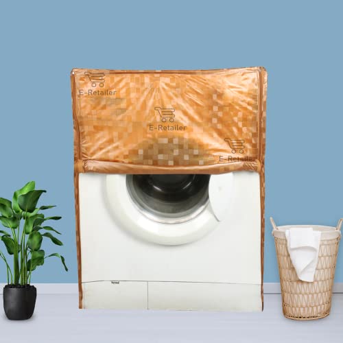 E-Retailer® Waterproof PVC Front Load Washing Machine Cover With Zip Enclosure Suitable For 5kg to 8kg (Color-Orange, Size-23x23x35) - Image 1