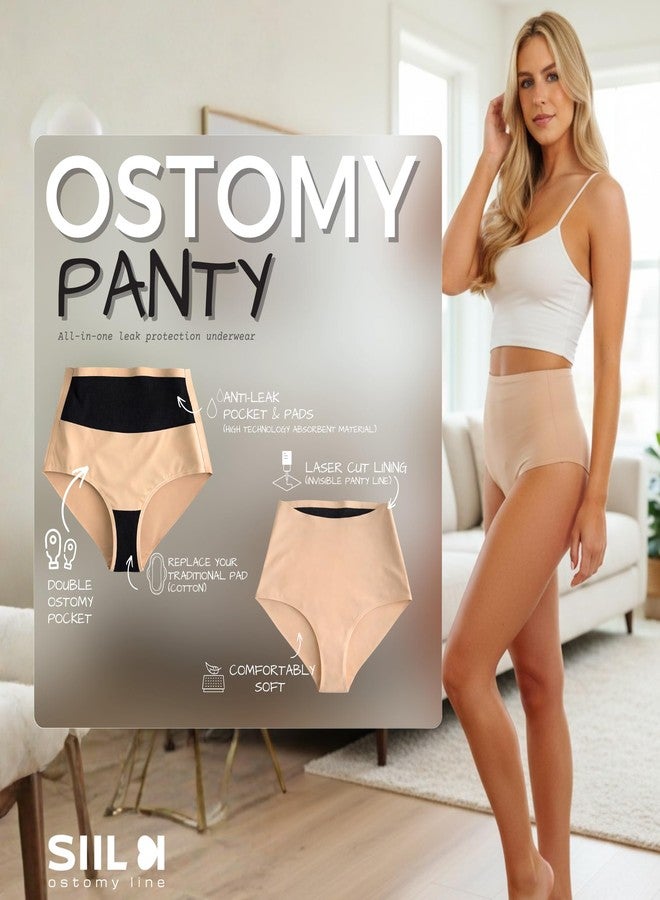SIIL Ostomy Underwear for Women, Ostomy Bag Covers W/Stoma Pocket, Anti-leaks, Super Absorbent, for Colostomy & Ileostomy (M Beige - Image 2