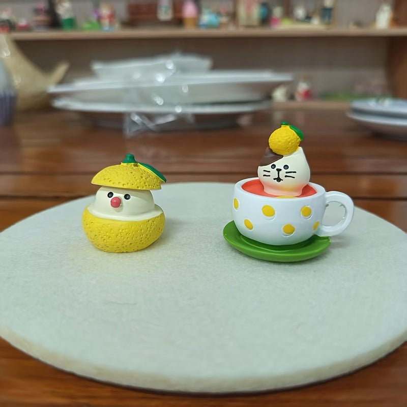 Yuzu Cat Series Mini Resin Ornament In A Hat Two Piece Set - Image 1