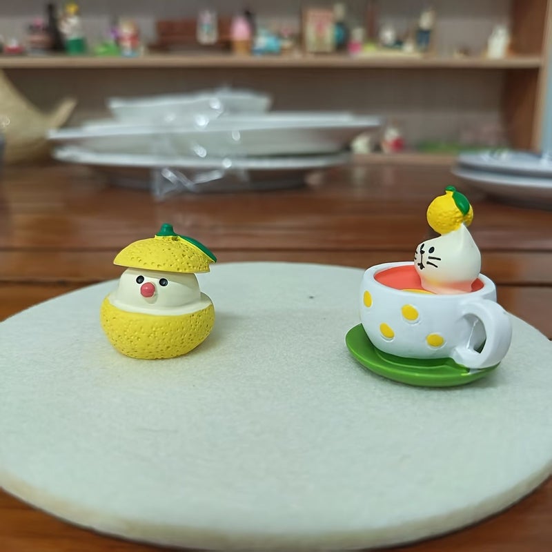 Yuzu Cat Series Mini Resin Ornament In A Hat Two Piece Set - Image 2