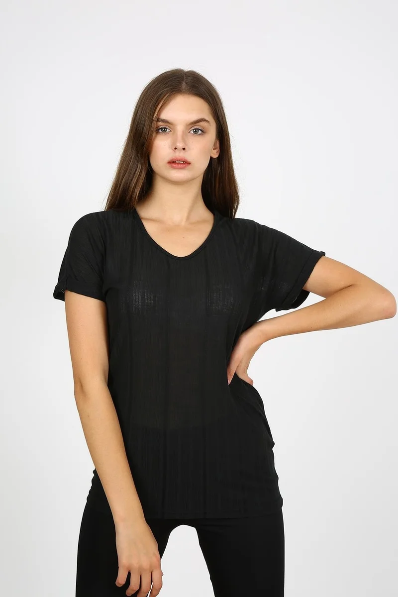 Alexander Gardi Alexandergardı V Neck Black T-Shirt (B21-35700)