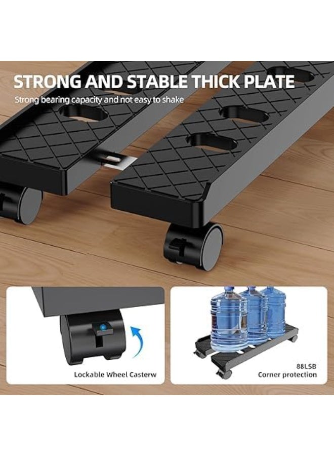 NANAO حامل وحدة المعالجة المركزية المحمول، حامل برج الكمبيوتر المعدني القابل للتعديل، حامل برج الكمبيوتر مع تهوية مزود بـ 4 عجلات قفل، حامل وحدة المعالجة المركزية تحت المكتب، عربة أرضية للكمبيوتر، رافع للكمبيوتر لمكتب الألعاب - أسود - Image 3